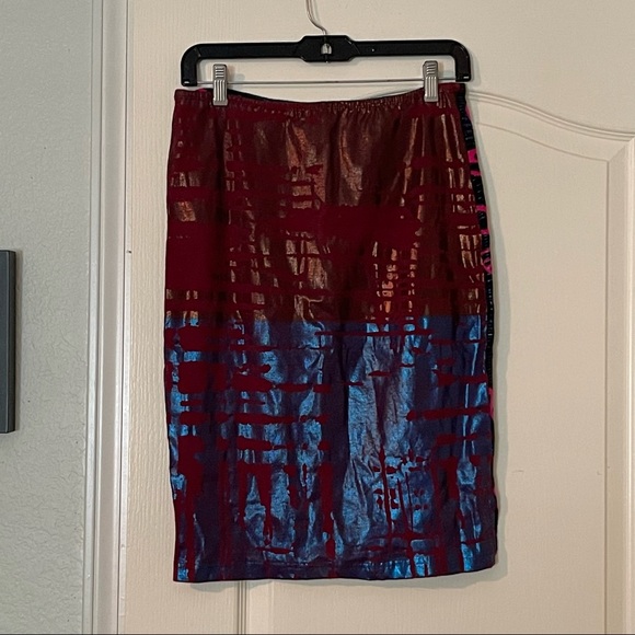 CUSTO Barcelona Vintage ‘90 Art Skirt with Metallic Reflective Pattern - Picture 8 of 12